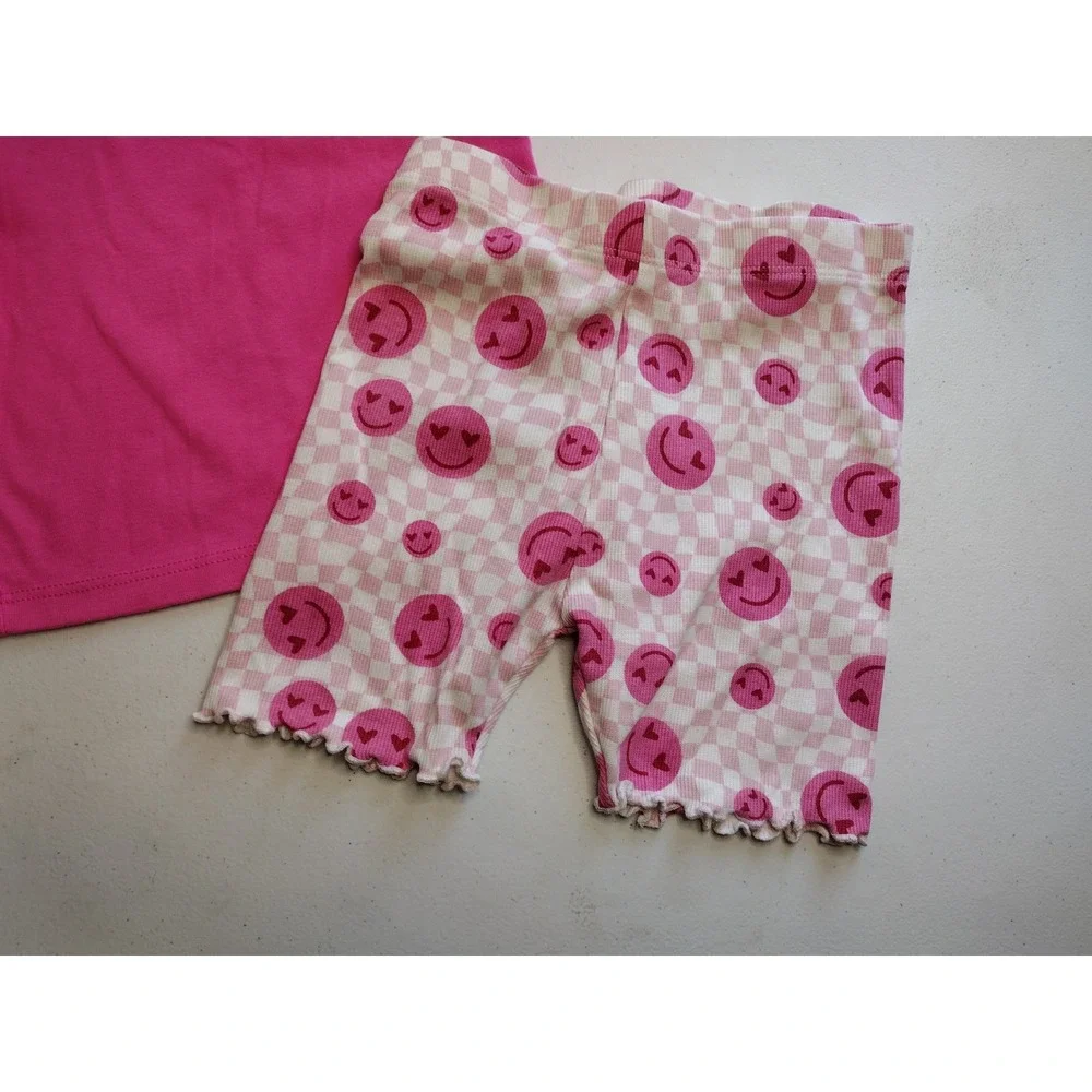 Pink‎ Tank Top and Lucky Daisy Smiley Face Biker Shorts Set Size 5